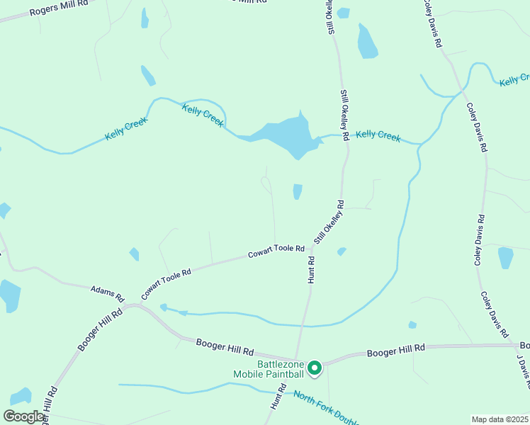 map of restaurants, bars, coffee shops, grocery stores, and more near 527 Cowart Toole Road in Danielsville
