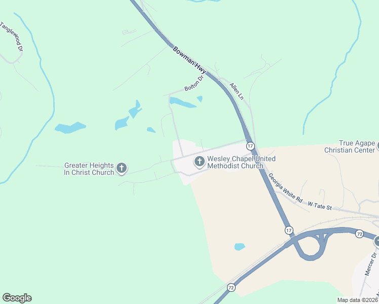 map of restaurants, bars, coffee shops, grocery stores, and more near 1417 Lena Drive in Elberton