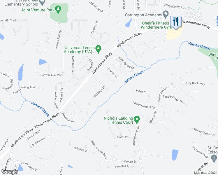 map of restaurants, bars, coffee shops, grocery stores, and more near 4325 Caledon Court in Cumming