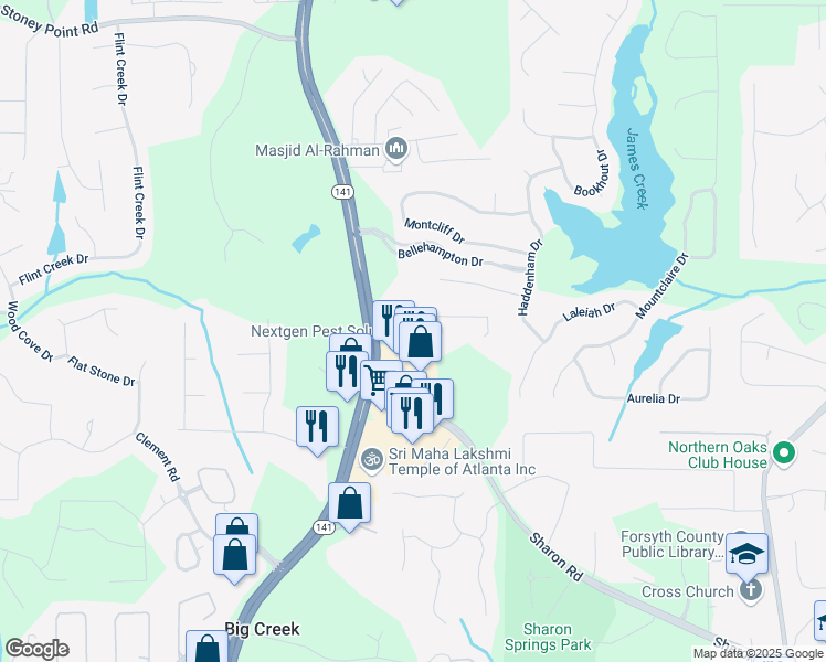 map of restaurants, bars, coffee shops, grocery stores, and more near 1510 Heritage Drive in Cumming