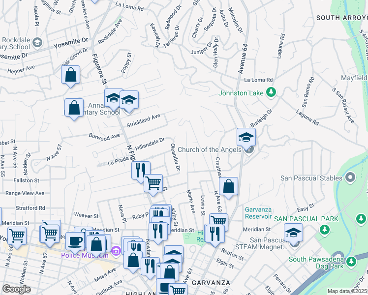 map of restaurants, bars, coffee shops, grocery stores, and more near 607 Marie Avenue in Los Angeles