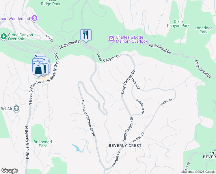 map of restaurants, bars, coffee shops, grocery stores, and more near 2878 Royston Place in Beverly Hills