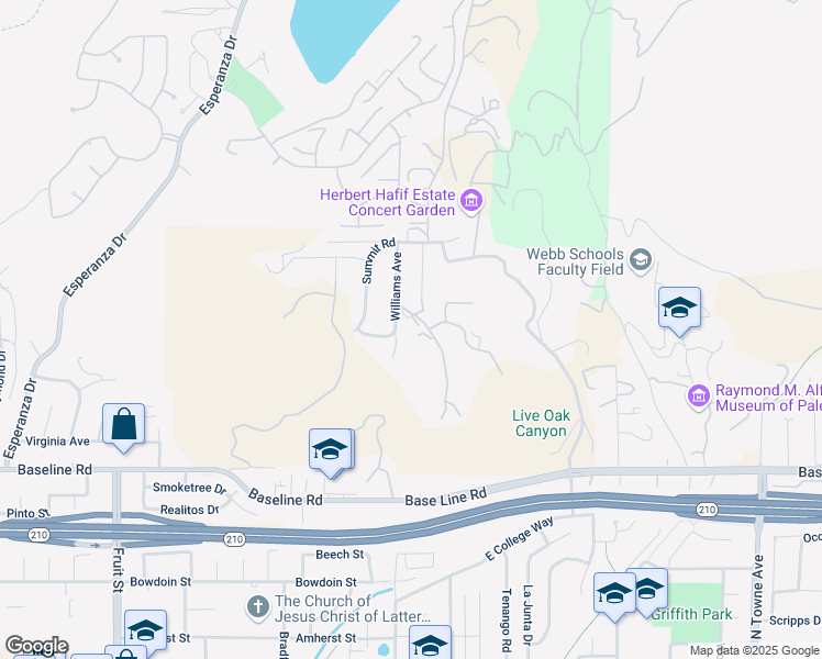 map of restaurants, bars, coffee shops, grocery stores, and more near 4625 Briney Point Road in La Verne
