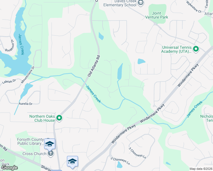 map of restaurants, bars, coffee shops, grocery stores, and more near 2435 Ivey Oaks Road in Cumming