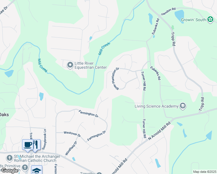 map of restaurants, bars, coffee shops, grocery stores, and more near 523 Lazy River Lane in Woodstock