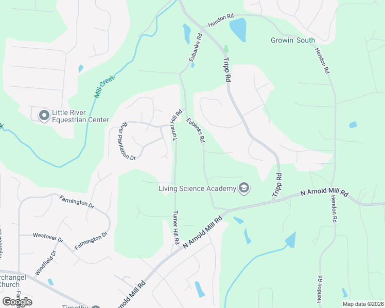 map of restaurants, bars, coffee shops, grocery stores, and more near 5100 Eubanks Road in Woodstock