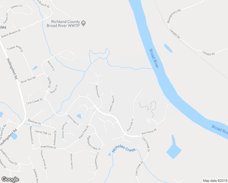 map of restaurants, bars, coffee shops, grocery stores, and more near 166 Hawk's Nest Court in Columbia