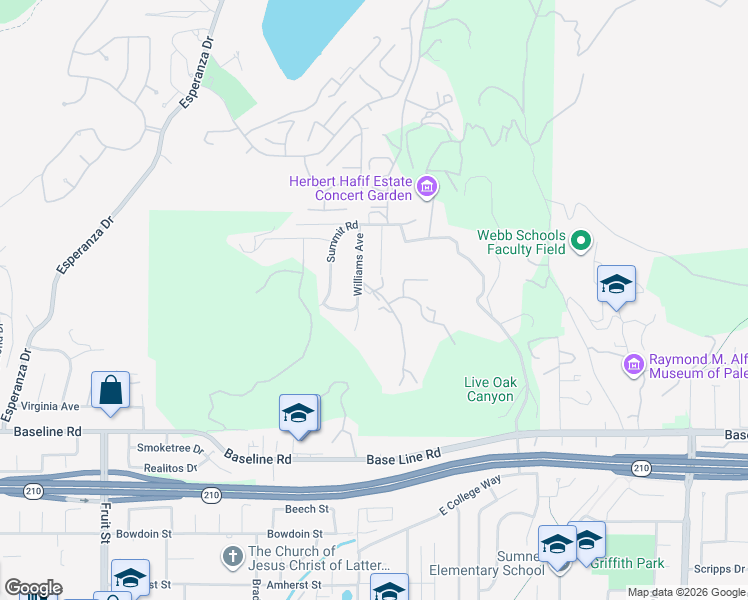 map of restaurants, bars, coffee shops, grocery stores, and more near 4625 Briney Point Road in La Verne