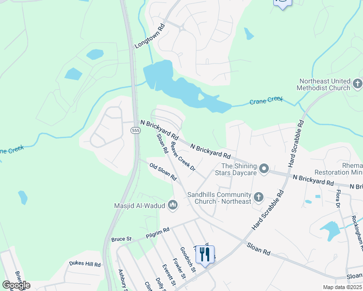 map of restaurants, bars, coffee shops, grocery stores, and more near 9 Beaver Creek Court in Columbia
