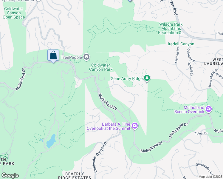 map of restaurants, bars, coffee shops, grocery stores, and more near 12139 Summit Court in Beverly Hills