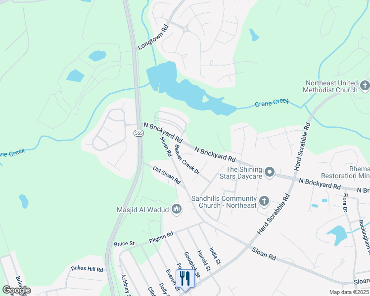 map of restaurants, bars, coffee shops, grocery stores, and more near 9 Beaver Creek Court in Columbia