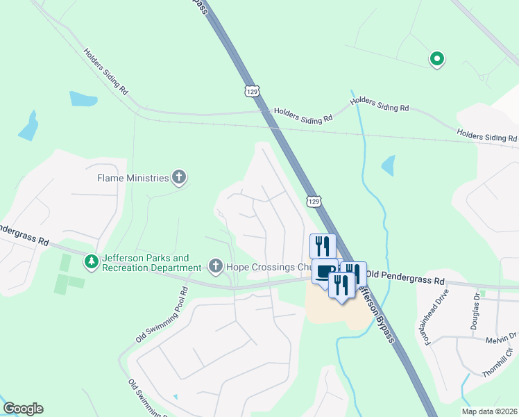 map of restaurants, bars, coffee shops, grocery stores, and more near 1500 Jefferson Station Road in Jefferson