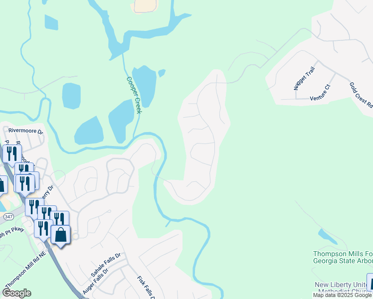 map of restaurants, bars, coffee shops, grocery stores, and more near 9565 Rushmore Circle in Braselton