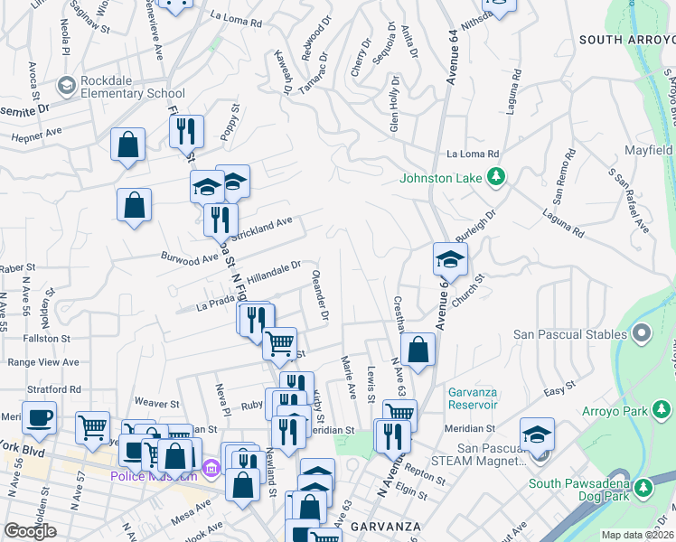 map of restaurants, bars, coffee shops, grocery stores, and more near 619 Marie Avenue in Los Angeles