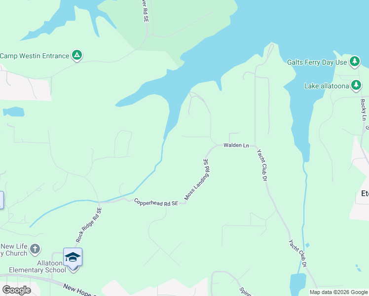 map of restaurants, bars, coffee shops, grocery stores, and more near 10 Moss Landing Road Southeast in Acworth
