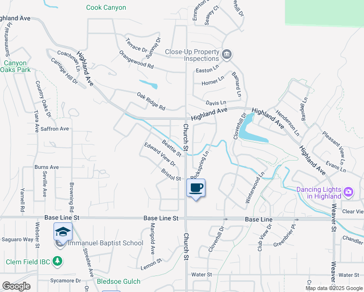 map of restaurants, bars, coffee shops, grocery stores, and more near 28833 Drapper Court in Highland