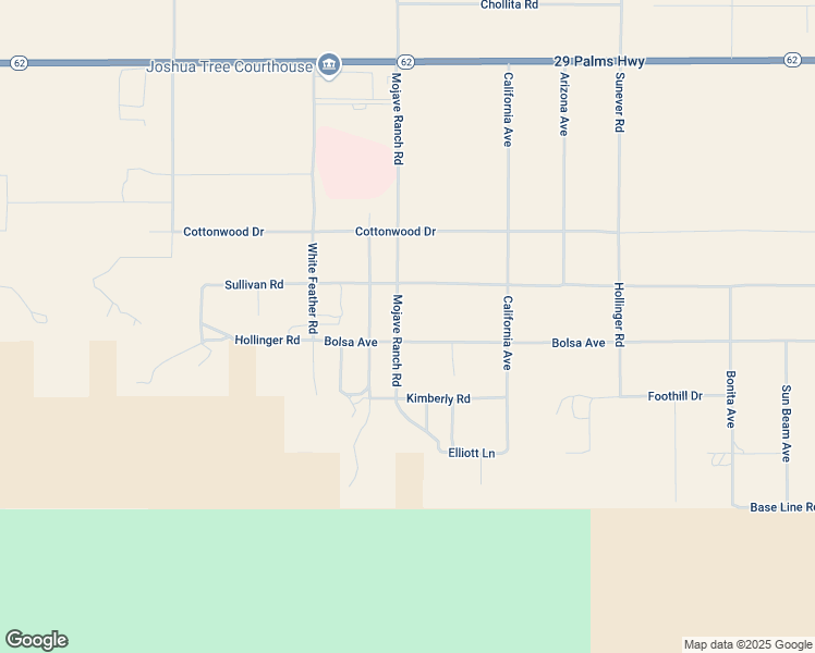 map of restaurants, bars, coffee shops, grocery stores, and more near 63730 Hollinger Road in Joshua Tree