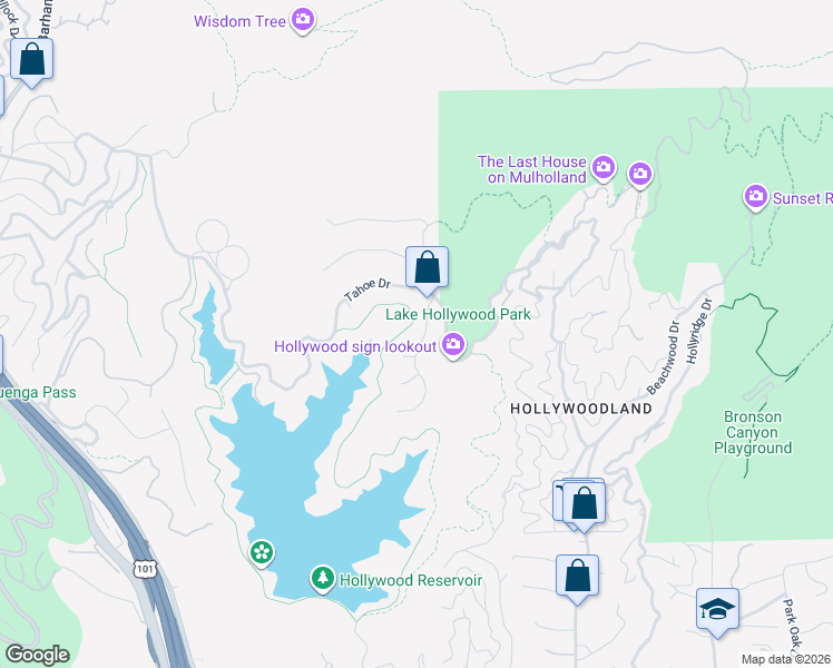 map of restaurants, bars, coffee shops, grocery stores, and more near 3127 Arrowhead Drive in Los Angeles