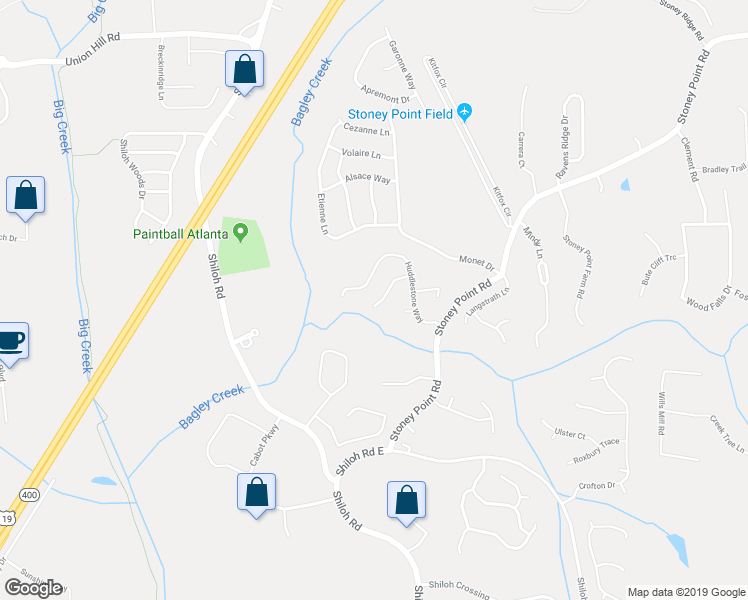 map of restaurants, bars, coffee shops, grocery stores, and more near 2580 Glaramara Terrace in Cumming