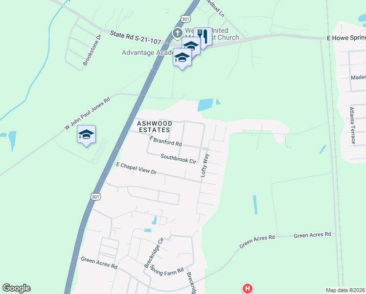 map of restaurants, bars, coffee shops, grocery stores, and more near 3440 Shadow Birch Road in Florence