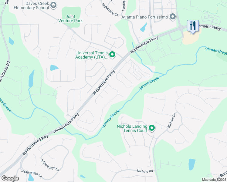 map of restaurants, bars, coffee shops, grocery stores, and more near 4240 Hastings Drive in Cumming