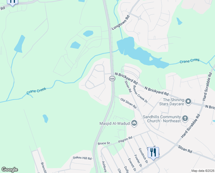 map of restaurants, bars, coffee shops, grocery stores, and more near 410 Providence Plantation Circle in Columbia