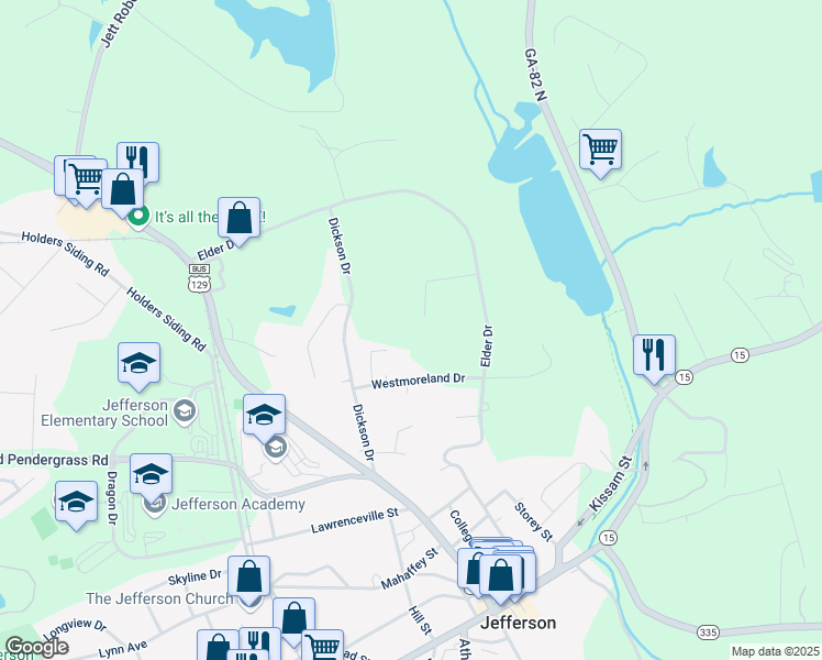 map of restaurants, bars, coffee shops, grocery stores, and more near 192 Camille Court in Jefferson