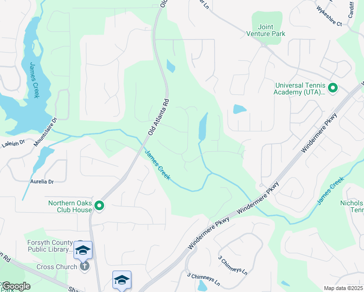 map of restaurants, bars, coffee shops, grocery stores, and more near 2455 Ivey Oaks Road in Cumming