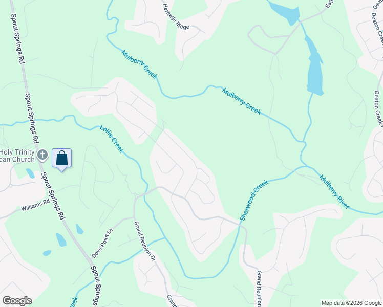 map of restaurants, bars, coffee shops, grocery stores, and more near 6220 Cedar Springs Lane in Hoschton
