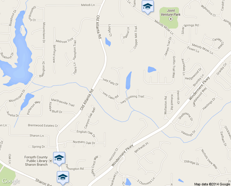 map of restaurants, bars, coffee shops, grocery stores, and more near 2455 Ivey Oaks Road in Cumming