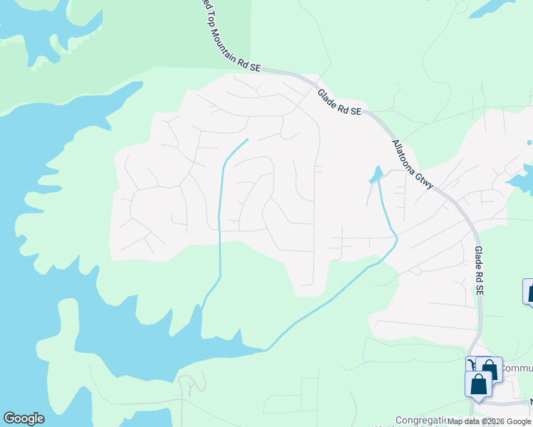 map of restaurants, bars, coffee shops, grocery stores, and more near 7016 Blueberry Ridge Southeast in Acworth