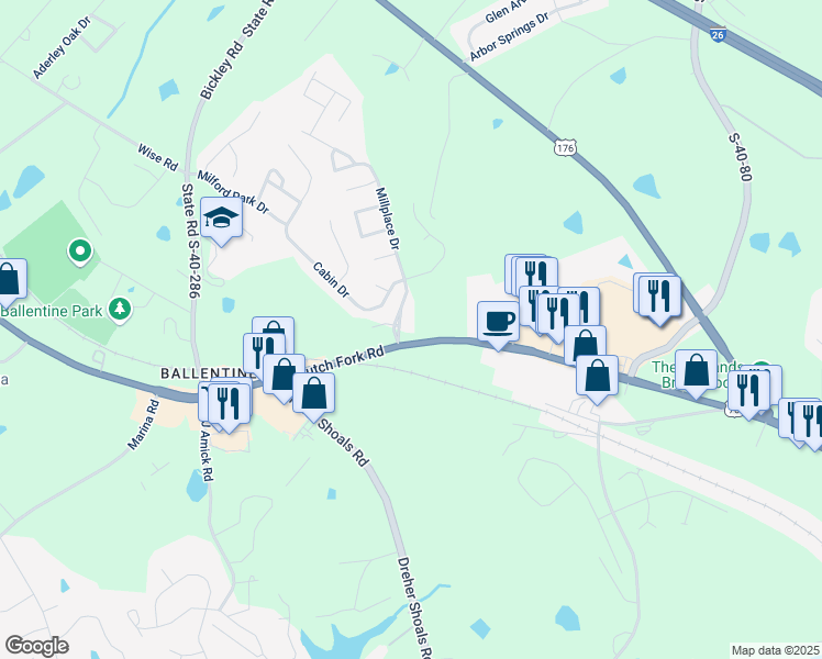 map of restaurants, bars, coffee shops, grocery stores, and more near 1220 Dutch Fork Road in Irmo