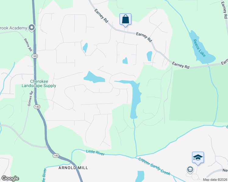 map of restaurants, bars, coffee shops, grocery stores, and more near 802 Lake Mist Drive in Woodstock