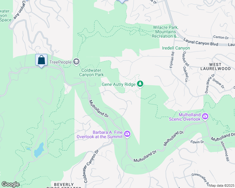 map of restaurants, bars, coffee shops, grocery stores, and more near 12066 Summit Circle in Beverly Hills