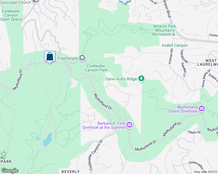 map of restaurants, bars, coffee shops, grocery stores, and more near 12145 Summit Court in Beverly Hills