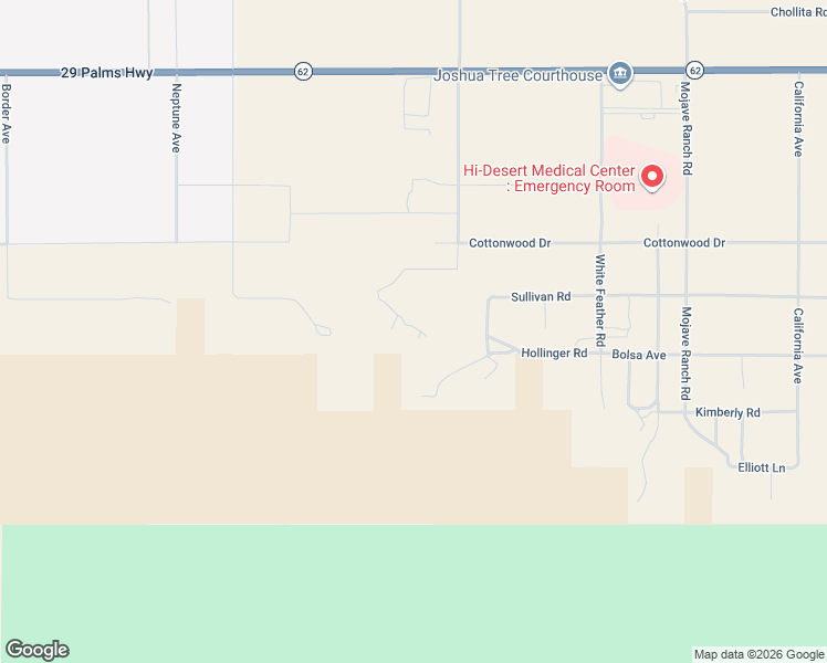 map of restaurants, bars, coffee shops, grocery stores, and more near 63213 Sullivan Road in Joshua Tree