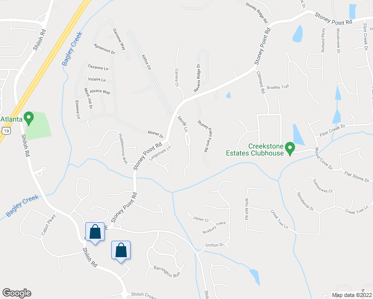 map of restaurants, bars, coffee shops, grocery stores, and more near 2290 Mindy Lane in Cumming