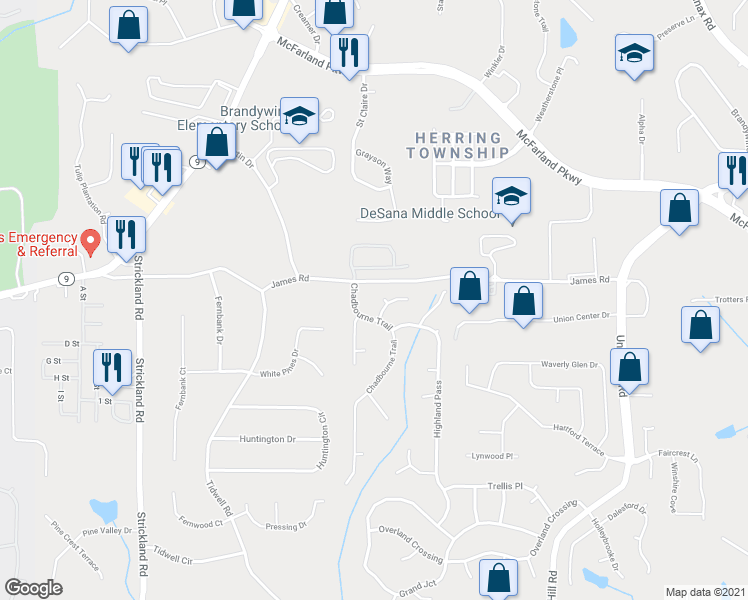 map of restaurants, bars, coffee shops, grocery stores, and more near 3325 Woodside Court in Alpharetta