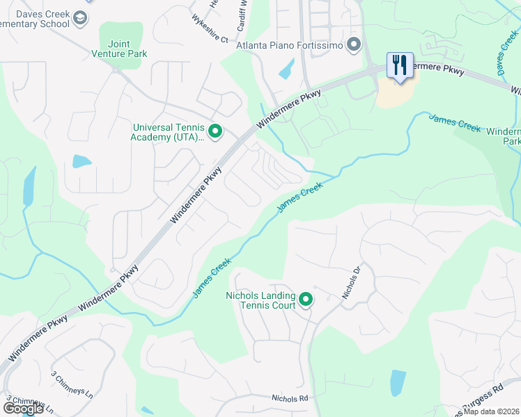 map of restaurants, bars, coffee shops, grocery stores, and more near 4450 Granby Circle in Cumming