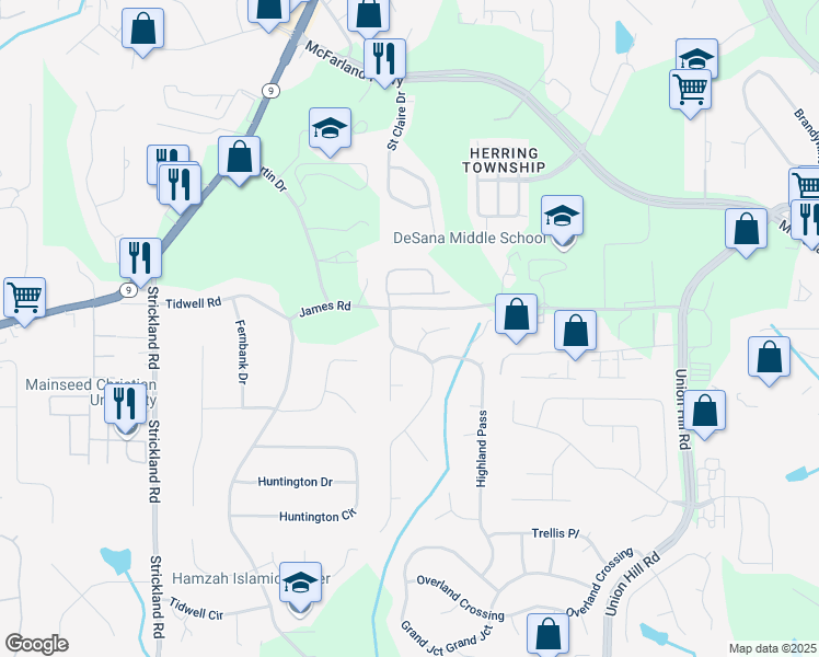 map of restaurants, bars, coffee shops, grocery stores, and more near 3325 Woodside Court in Alpharetta