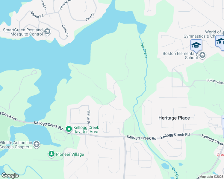 map of restaurants, bars, coffee shops, grocery stores, and more near Big K Drive in Cherokee County