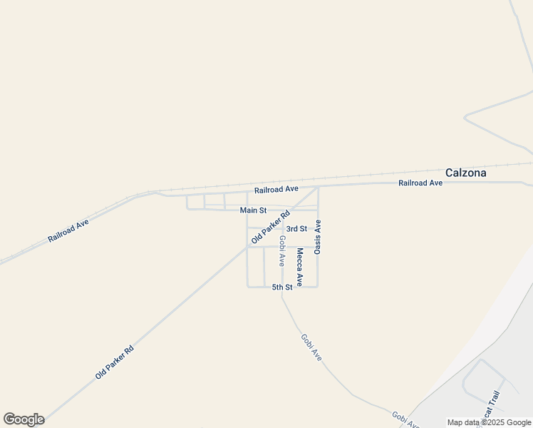 map of restaurants, bars, coffee shops, grocery stores, and more near Old Parker Road in Joshua Tree