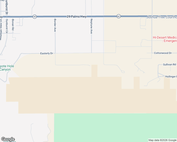 map of restaurants, bars, coffee shops, grocery stores, and more near 62798 Sullivan Road in Joshua Tree