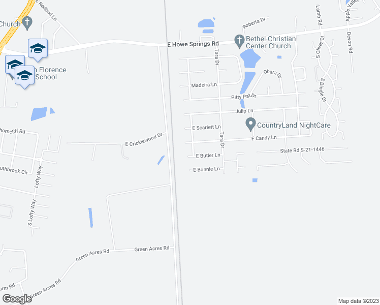 map of restaurants, bars, coffee shops, grocery stores, and more near 705 East Butler Lane in Florence