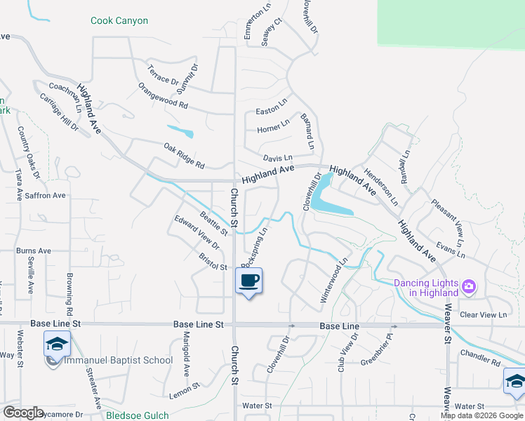 map of restaurants, bars, coffee shops, grocery stores, and more near 28935 Glenrock Place in Highland