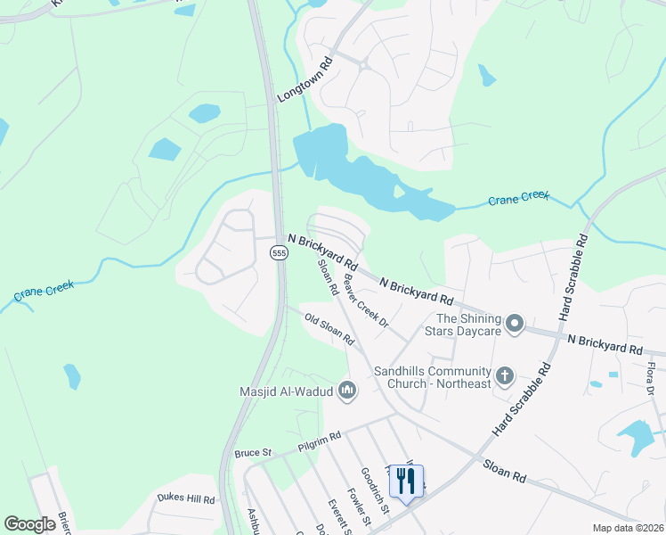 map of restaurants, bars, coffee shops, grocery stores, and more near 106 Beaver Creek Drive in Columbia