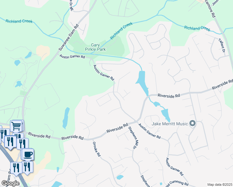 map of restaurants, bars, coffee shops, grocery stores, and more near 881 Upland Ives Drive in Sugar Hill