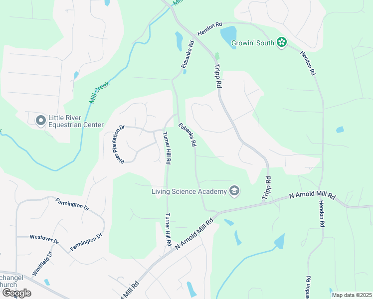 map of restaurants, bars, coffee shops, grocery stores, and more near 5090 Eubanks Road in Woodstock