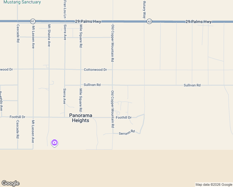 map of restaurants, bars, coffee shops, grocery stores, and more near 6949 Old Copper Mountain Road in Joshua Tree