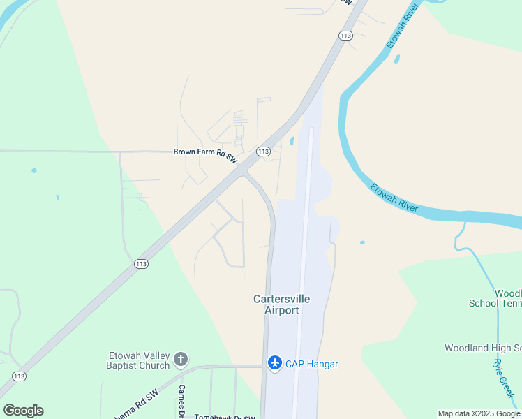 map of restaurants, bars, coffee shops, grocery stores, and more near 50 Dallas Highway Southwest in Cartersville
